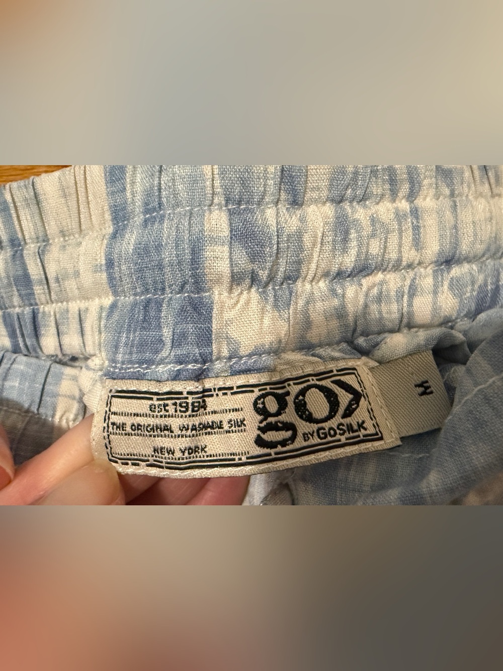 Go by GoSilk Plaid Tie Dye 100% Silk Top (L) & Jogger Pant (M) Matching Set - Picture 14 of 14